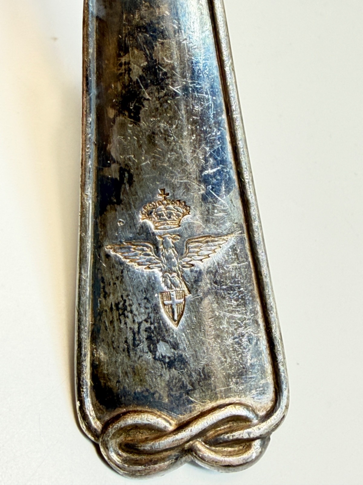 WWII Italian Italy Royal Airforce Pilot Officer\'s Aviator Spoon Eagle Logo Badge
