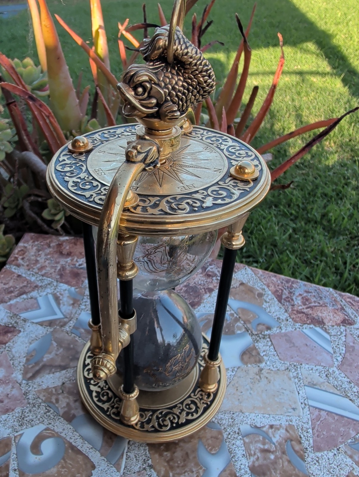 Franklin Mint Maritime Historical Society Zodiac Hourglass 1990\'s  9.5 Inches
