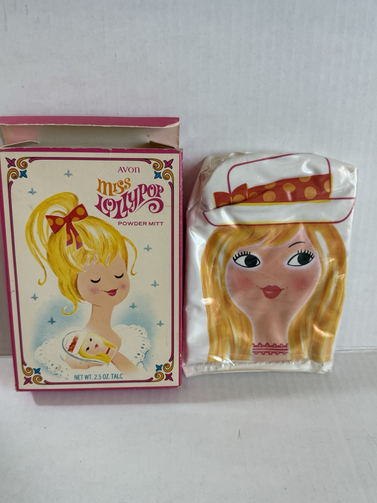 Vintage Avon Miss Lollypop Powder Mitt 2.5 Oz Talc (In Original Box)