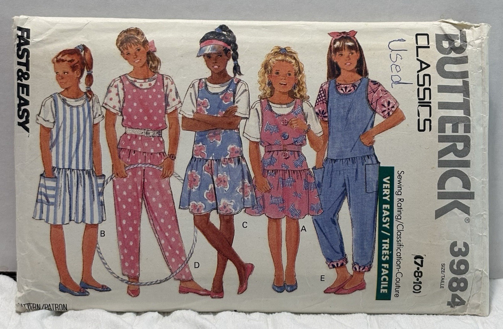 Butterick 3984 Size 7-8–10 Top, Jumper, Jumpsuit *PREOWNED* USED VINTAGE Butterick 3984 Size 7-8–10 Top, Jumper, Jumpsuit *PREOWNED* USED VINTAGE