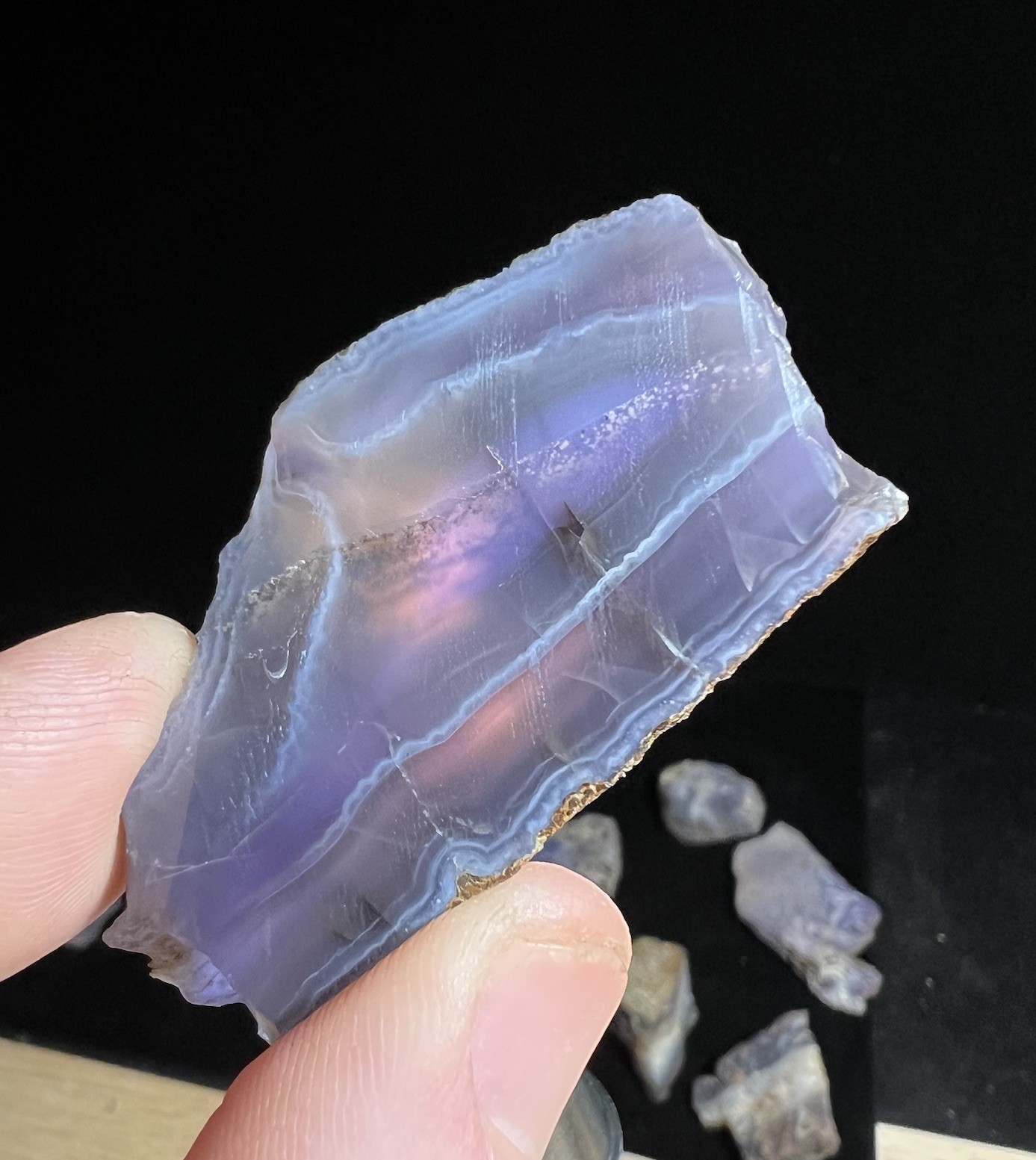 1970’s Polished Holley Blue Agate; Lace Banding, AA+ 28.31g, Linn Co. Oregon 1970’s Polished Holley Blue Agate; Lace Banding, AA+ 28.31g, Linn Co. Oregon