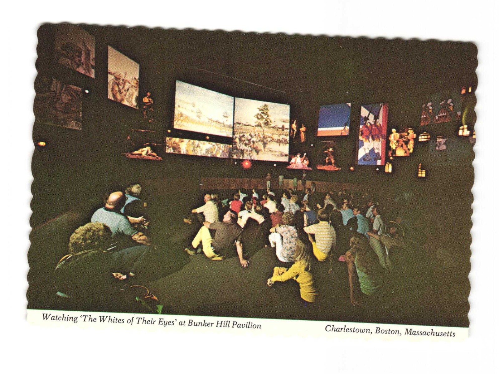 Watching the whites of their eyes at Bunker Hill Pavilion MA VTG postcard UNP