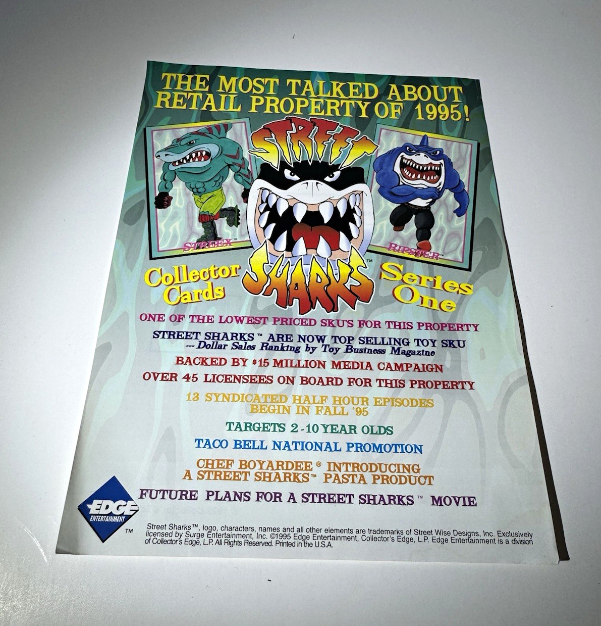 Collector\'s Edge 1995 Street Sharks Series 1 Trading Card advertisement Collector\'s Edge 1995 Street Sharks Series 1 Trading Card advertisement