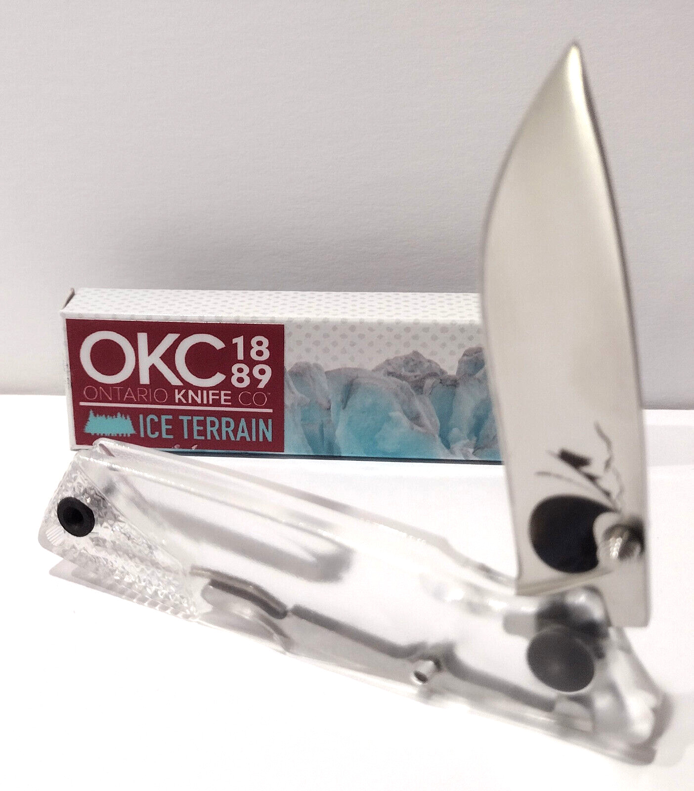 Ontario Knife Company OKC Clear Cracked Ice Series Lockback Folding Pocket Knife