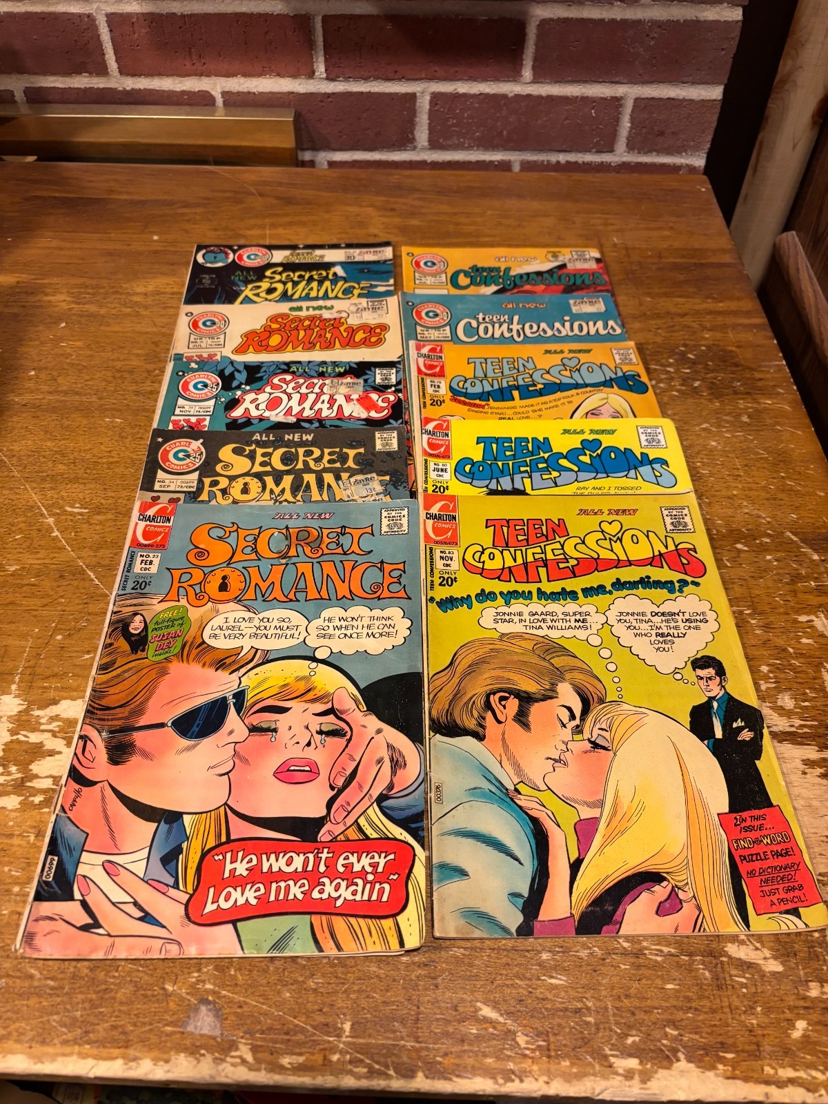 1970's Romance Comics Lot of (10) Charlton Secret Romance Teen Confessions