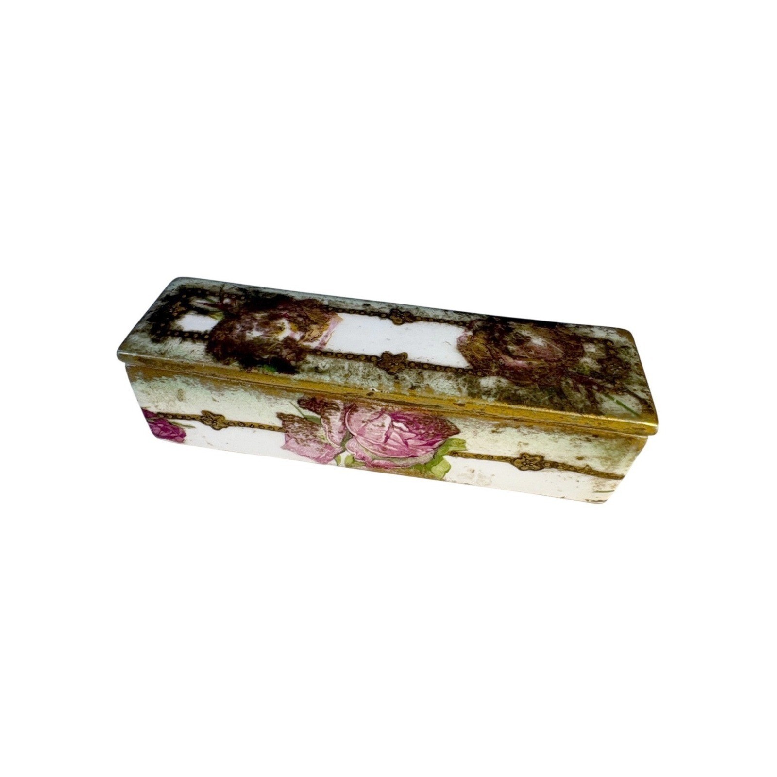 Limoges France Trinket Box Floral Rose 4\ Limoges France Trinket Box Floral Rose 4\
