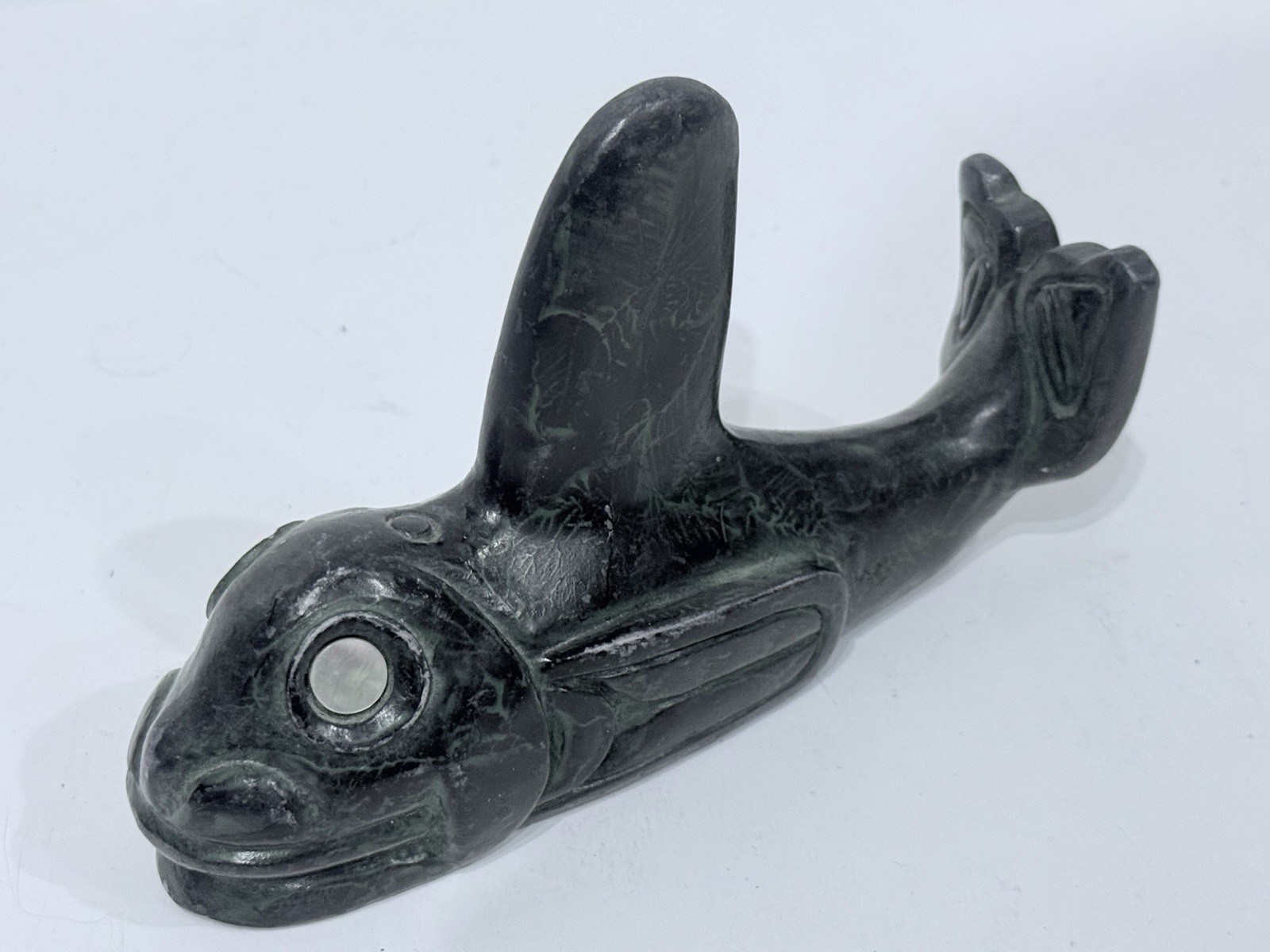 Canadian Inuit Hand Carved Soapstone Jade Orca Killer Whale Sculpture Greg Wolf Canadian Inuit Hand Carved Soapstone Jade Orca Killer Whale Sculpture Greg Wolf