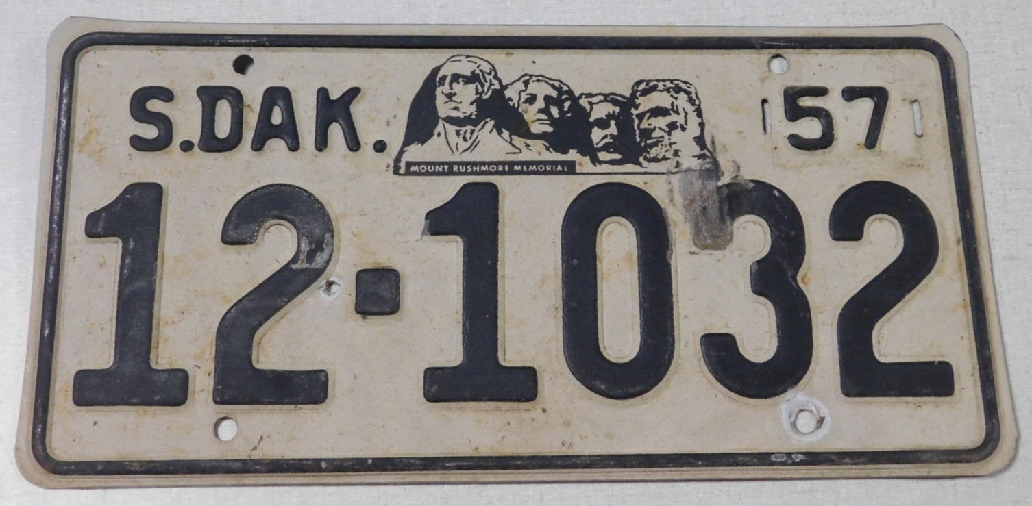 1957 South Dakota passenger car license plate
