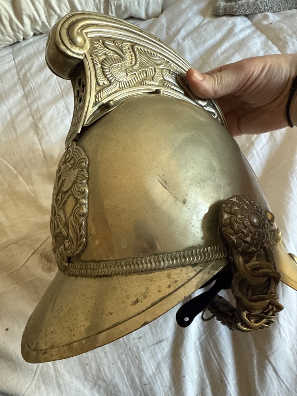 Antique British Merryweather Fireman’s Helmet Victorian Rare 1800’s England