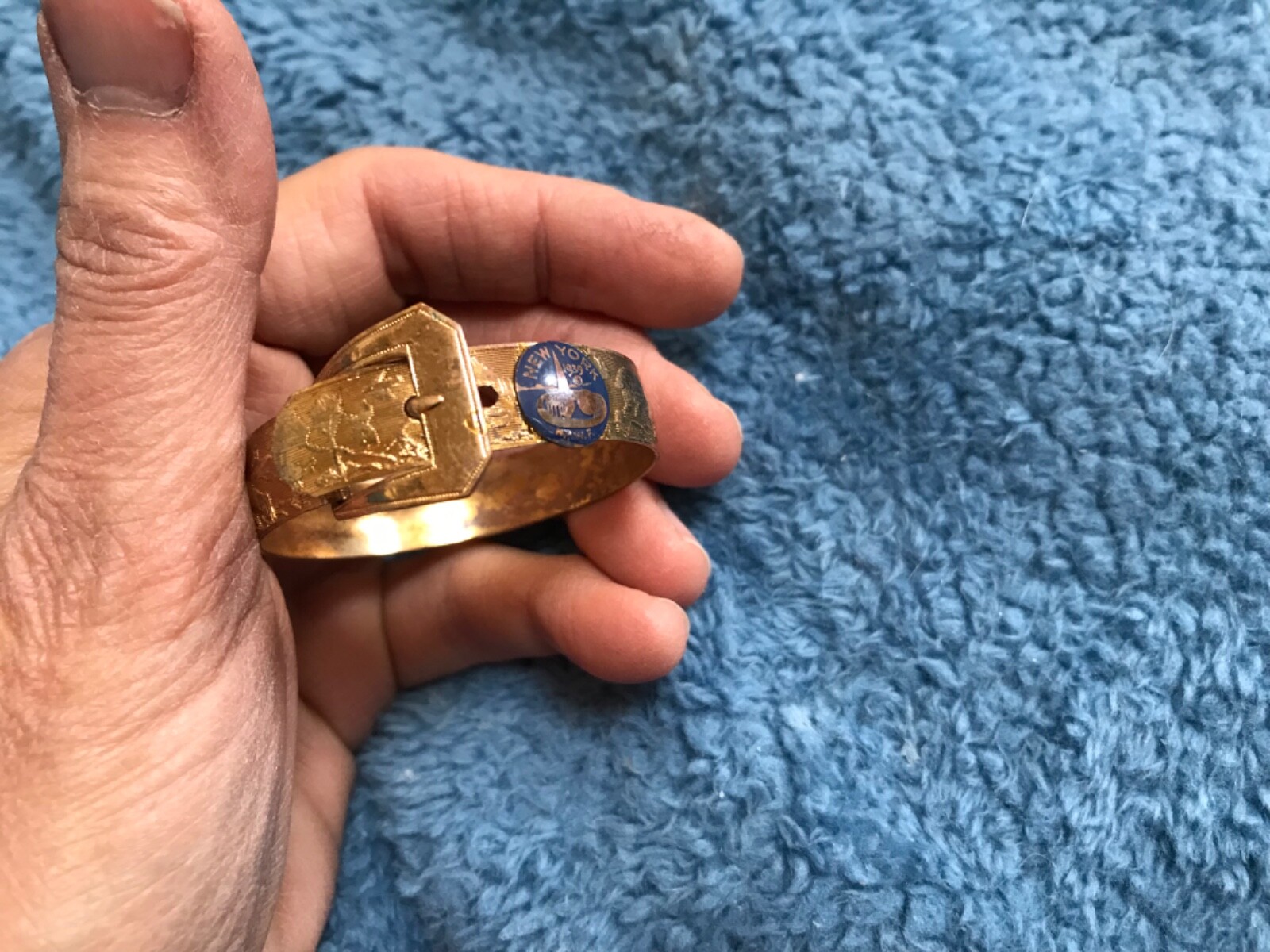 Antique 1939 NY Worlds Fair Buckle bracelet gold filled embossed animals childs Antique 1939 NY Worlds Fair Buckle bracelet gold filled embossed animals childs