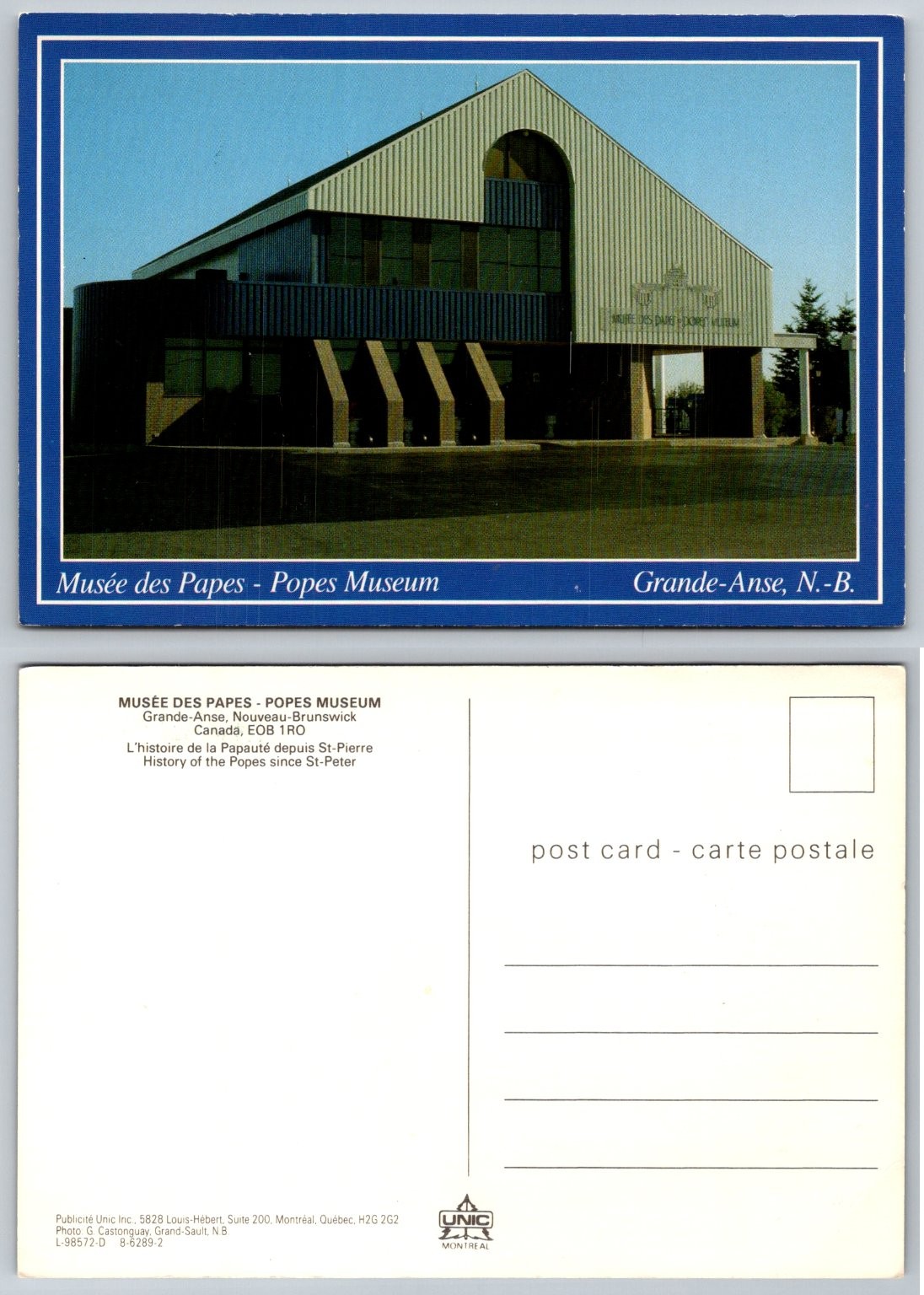 Popes Museum Grande-Anse NB Canada Postcard - Musée des Papes New Brunswick Popes Museum Grande-Anse NB Canada Postcard - Musée des Papes New Brunswick