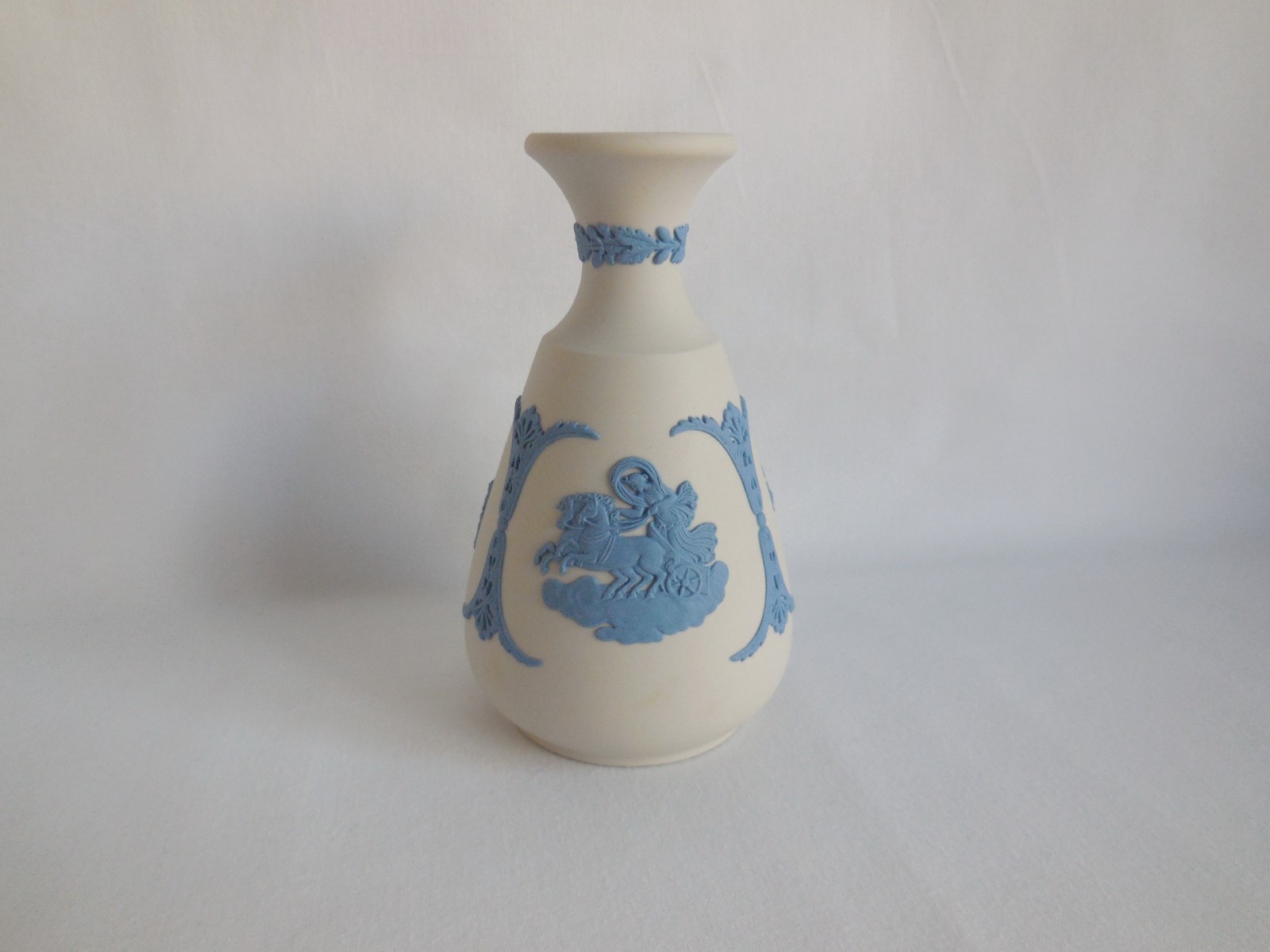 Wedgwood Reverse Blue On White Jasperware Aurora Vase Wedgwood Reverse Blue On White Jasperware Aurora Vase