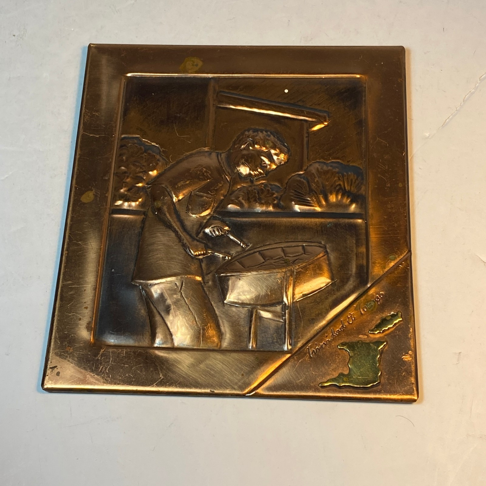 Vintage Relief Trinidad & Tobago - Hand Made - Copper and Brass Art 6\