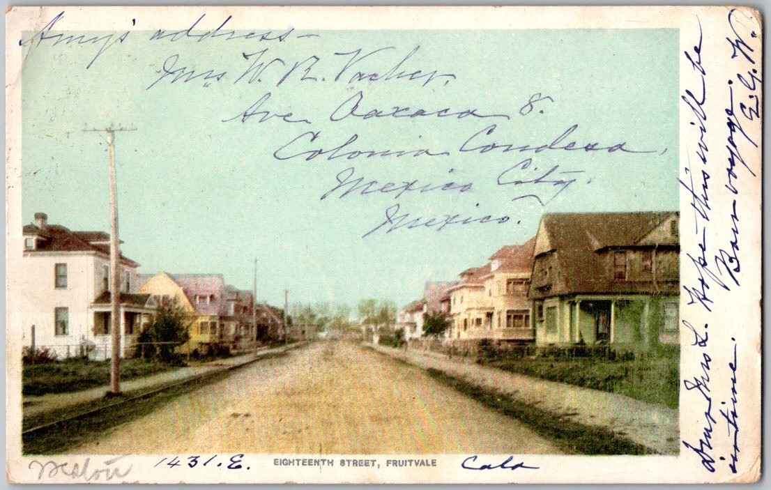 Antique 1908 Postcard ~ Eighteenth Street Fruitvale, Oakland, CA California 18th
