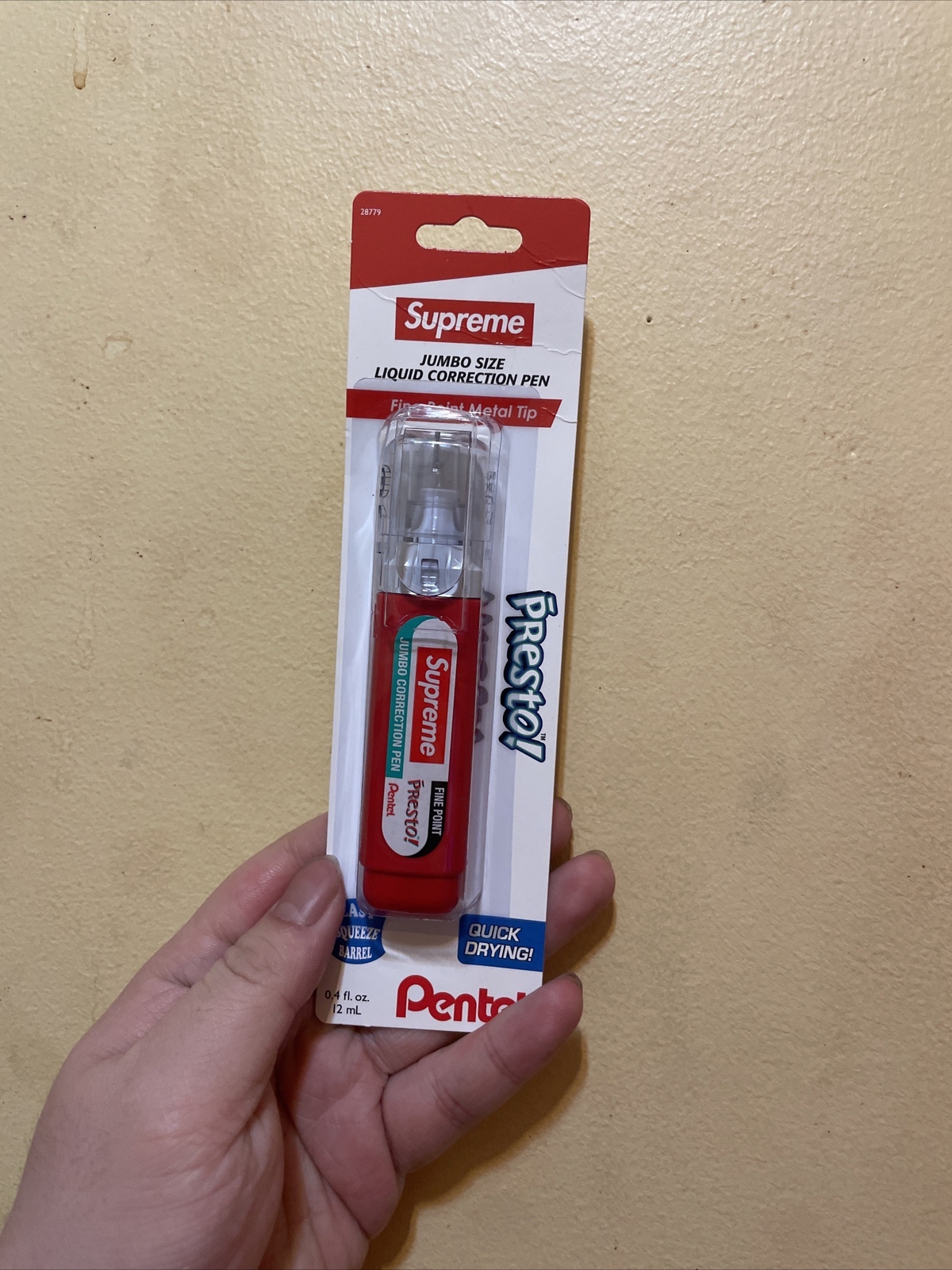 Supreme®/ Pentel™ Presto™ Correction Pen Jumbo Red (FW23) - IN HAND Supreme®/ Pentel™ Presto™ Correction Pen Jumbo Red (FW23) - IN HAND