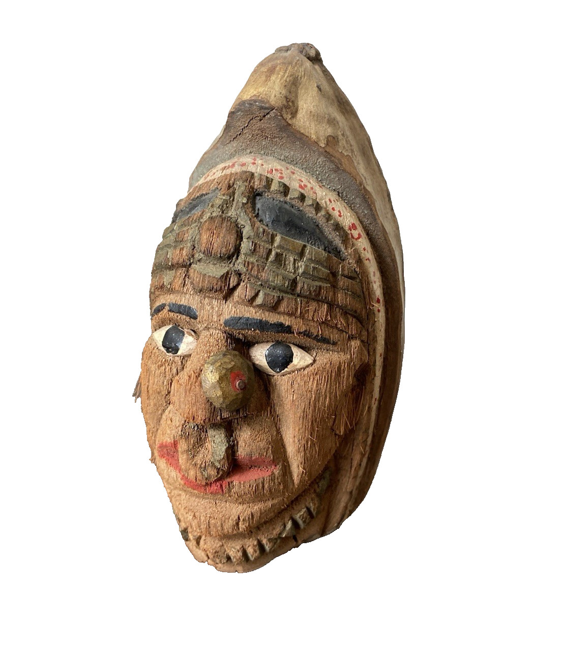 Vintage Coconut Head Hand Carved From Trinidad 6\