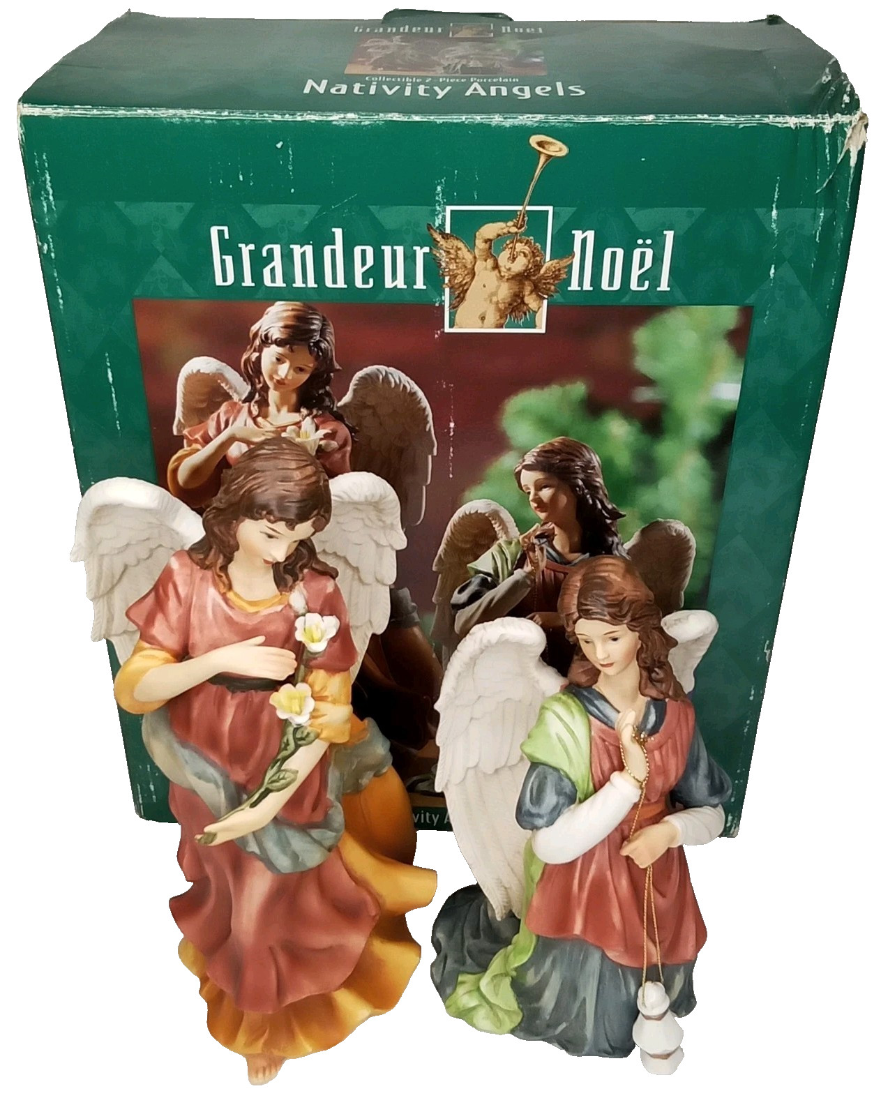 VTG Christmas O'Well Novelty Grandeur Noel Porcelain Angel Set With Original Box