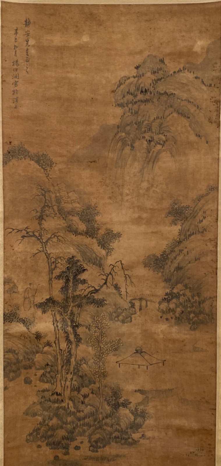 Chinese Hanging Scroll Painting, depicting a mountain landscape scenery Chinese Hanging Scroll Painting, depicting a mountain landscape scenery