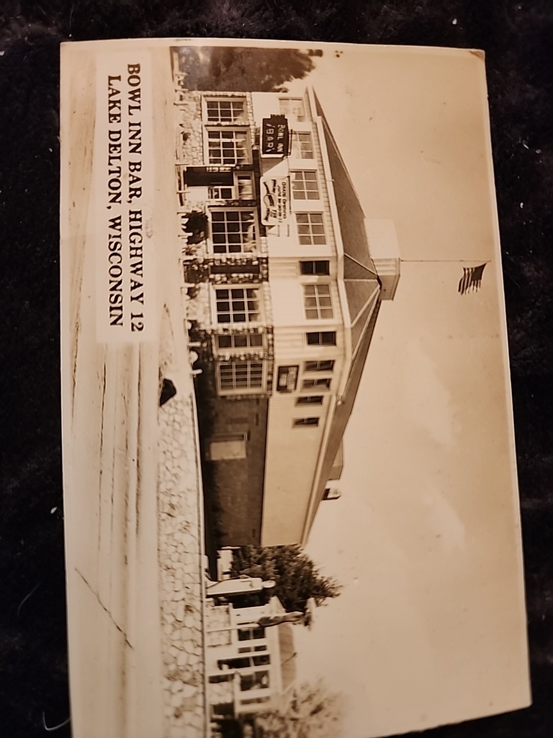 Vintage RPPC BOWL INN BAR GRAND OPENING SIGN LAKE DELTON WISCONSIN Ca 1950s Rare