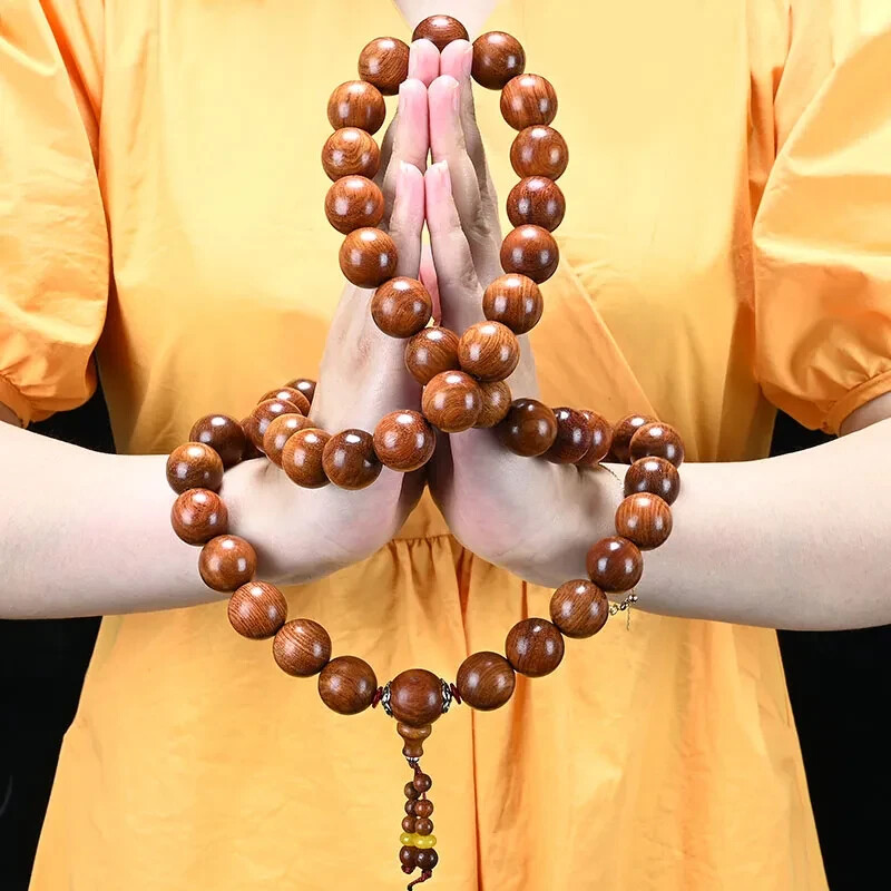 20mm*59 Beads Grade A Natural Wood Prayer Round Beads Temple Monk Necklace