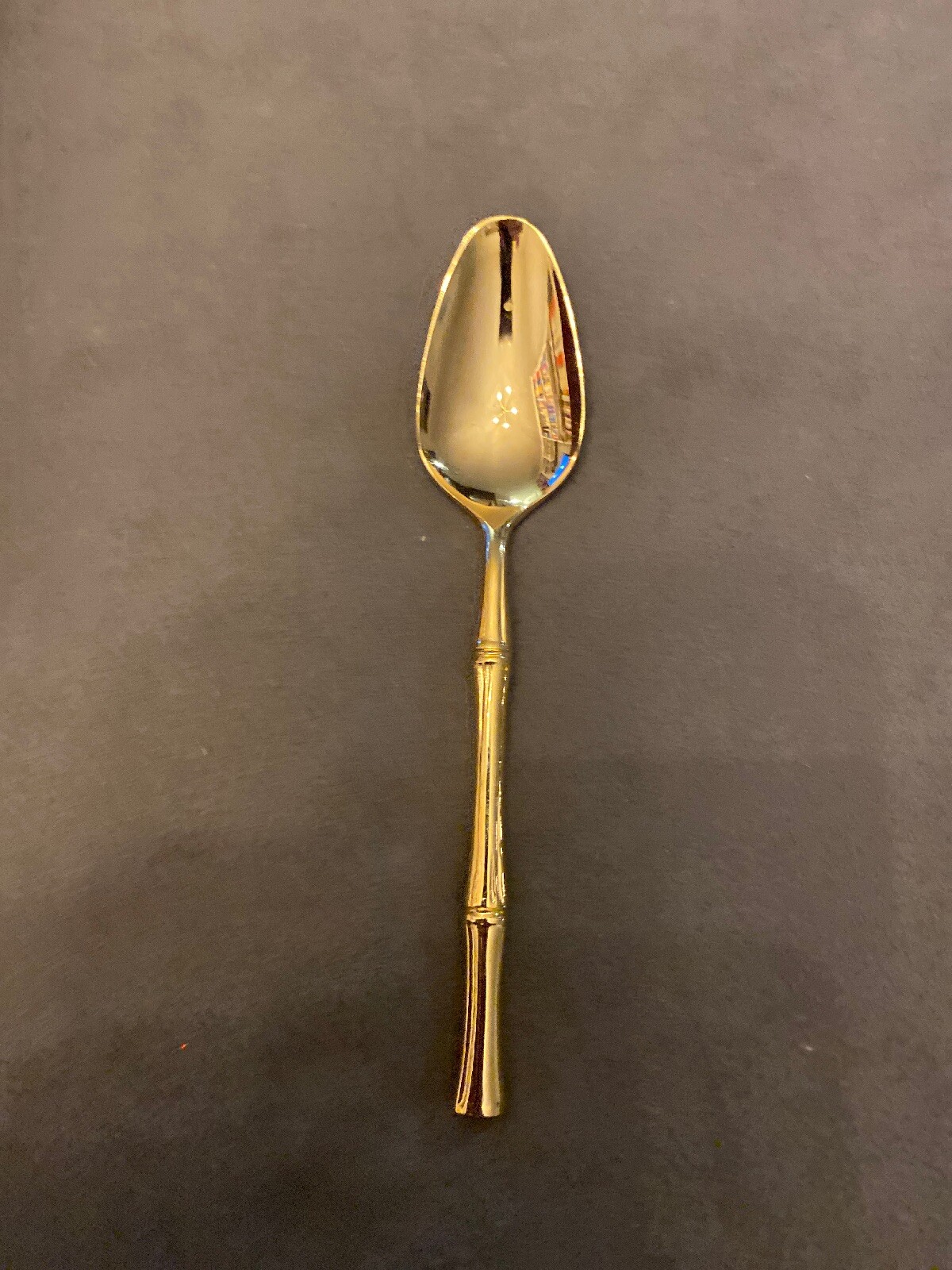 VINTAGE 23K GOLD BAMBOO GOLDEN CANE DESERT SPOON VERMAI VINTAGE 23K GOLD BAMBOO GOLDEN CANE DESERT SPOON VERMAI
