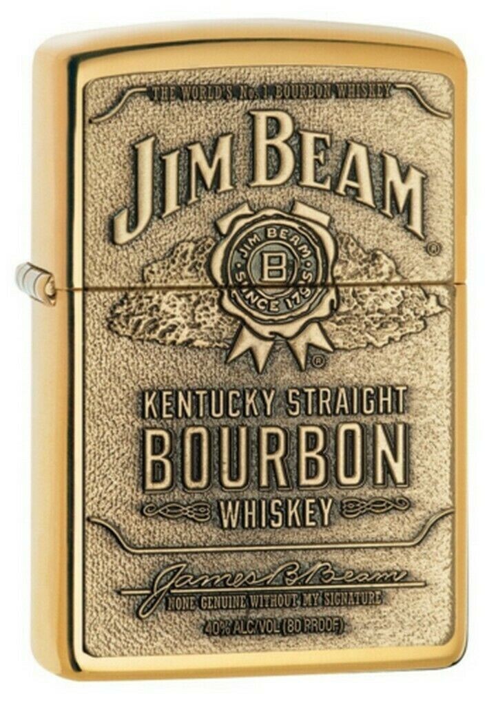 Zippo 254BJB-929, Jim Beam Kentucky Bourbon Emblem Brass Lighter Zippo 254BJB-929, Jim Beam Kentucky Bourbon Emblem Brass Lighter