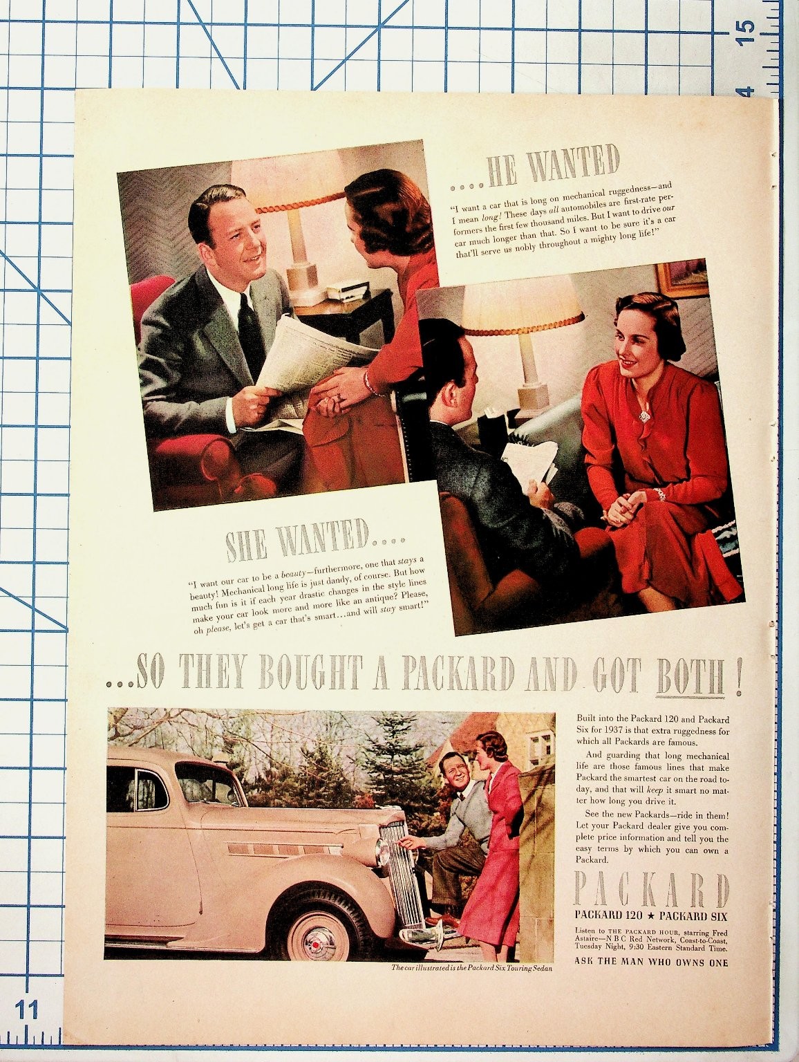 Vintage 1937 Packard Six Touring Sedan Car Automobile Magazine Ad Advertisement Vintage 1937 Packard Six Touring Sedan Car Automobile Magazine Ad Advertisement