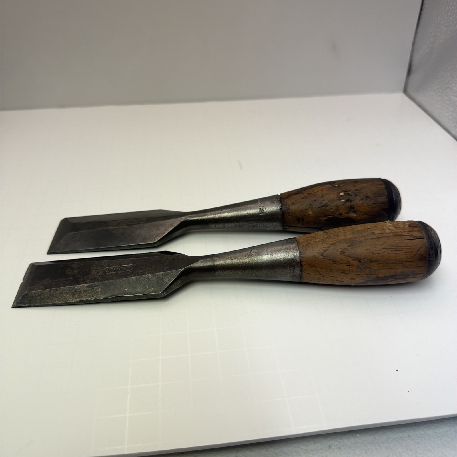 Vintage Stanley Socket Wood beveled Chisels . Both are 1-1/4\