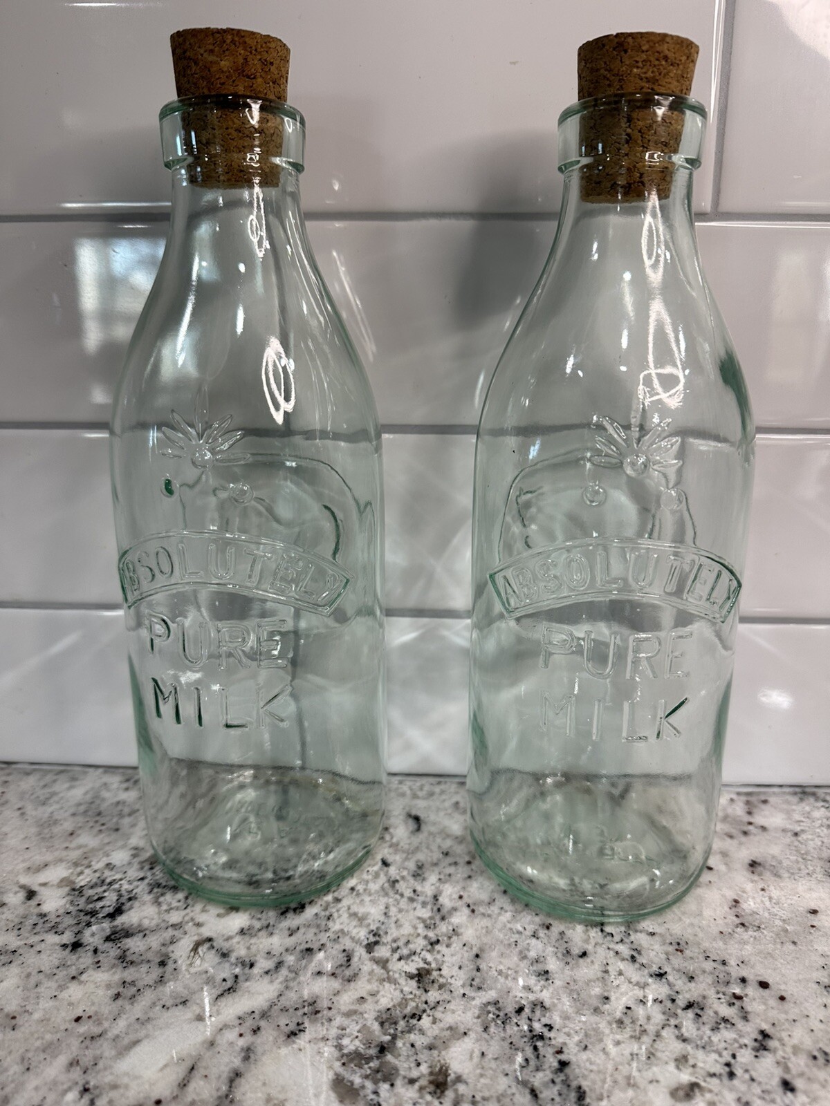Absolutely Pure Milk -Vintage Glass Milk Bottle - Made Italy - 10\ Absolutely Pure Milk -Vintage Glass Milk Bottle - Made Italy - 10\