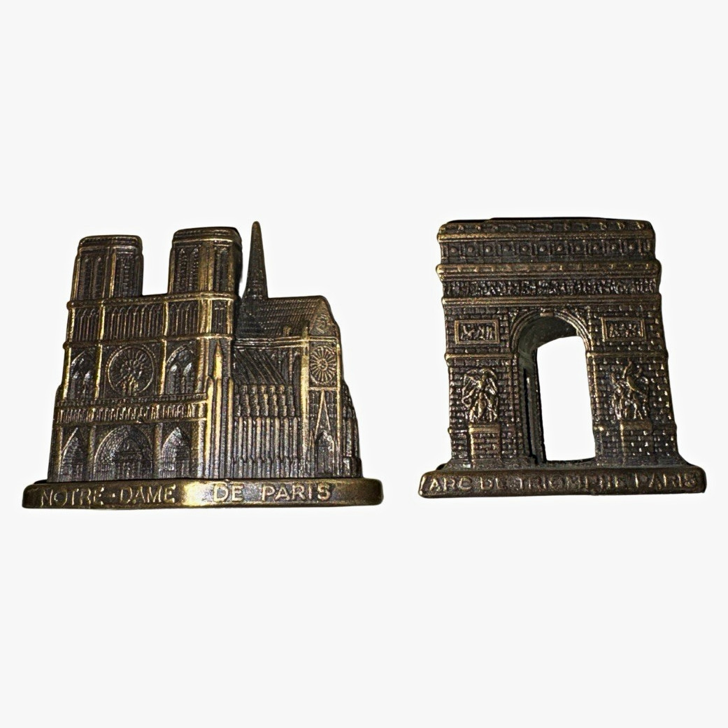 Vintage Bronze Tone Metal Paris Miniatures Lot Notre-Dame Arc de Triomphe Vintage Bronze Tone Metal Paris Miniatures Lot Notre-Dame Arc de Triomphe