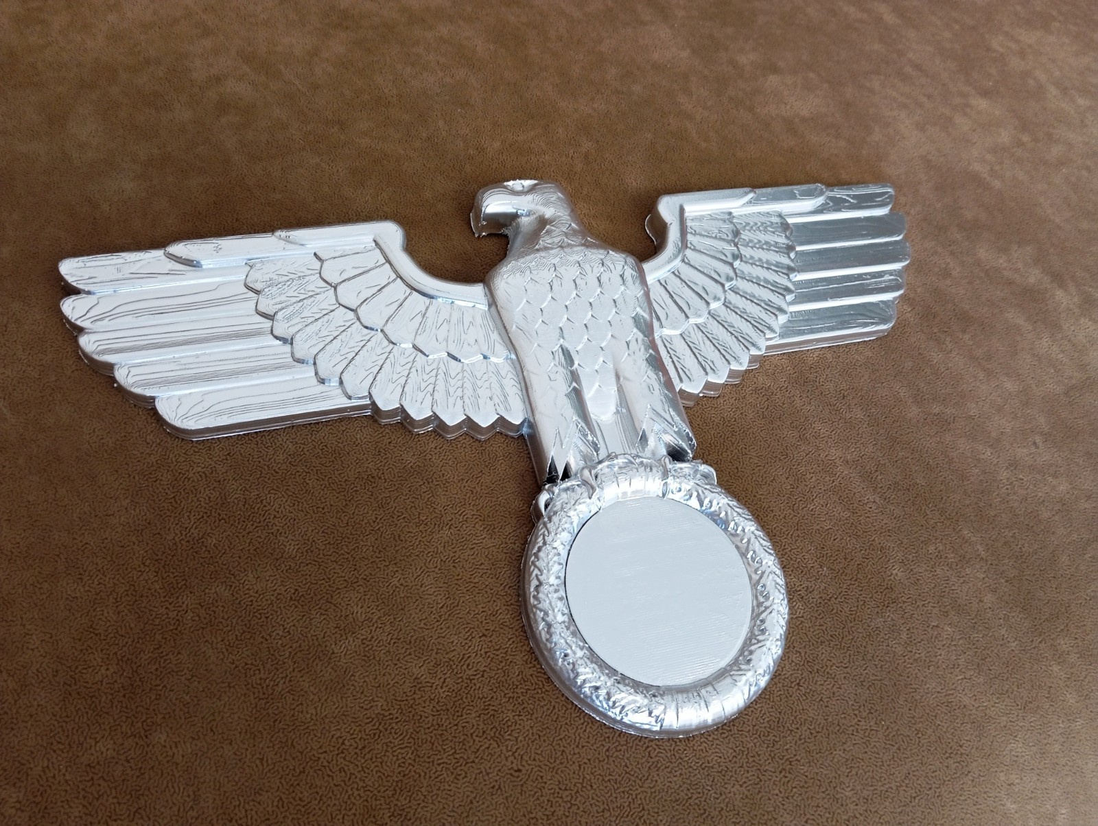 3D printed scale plastic replica of desktop silver color imperial eagle wall art