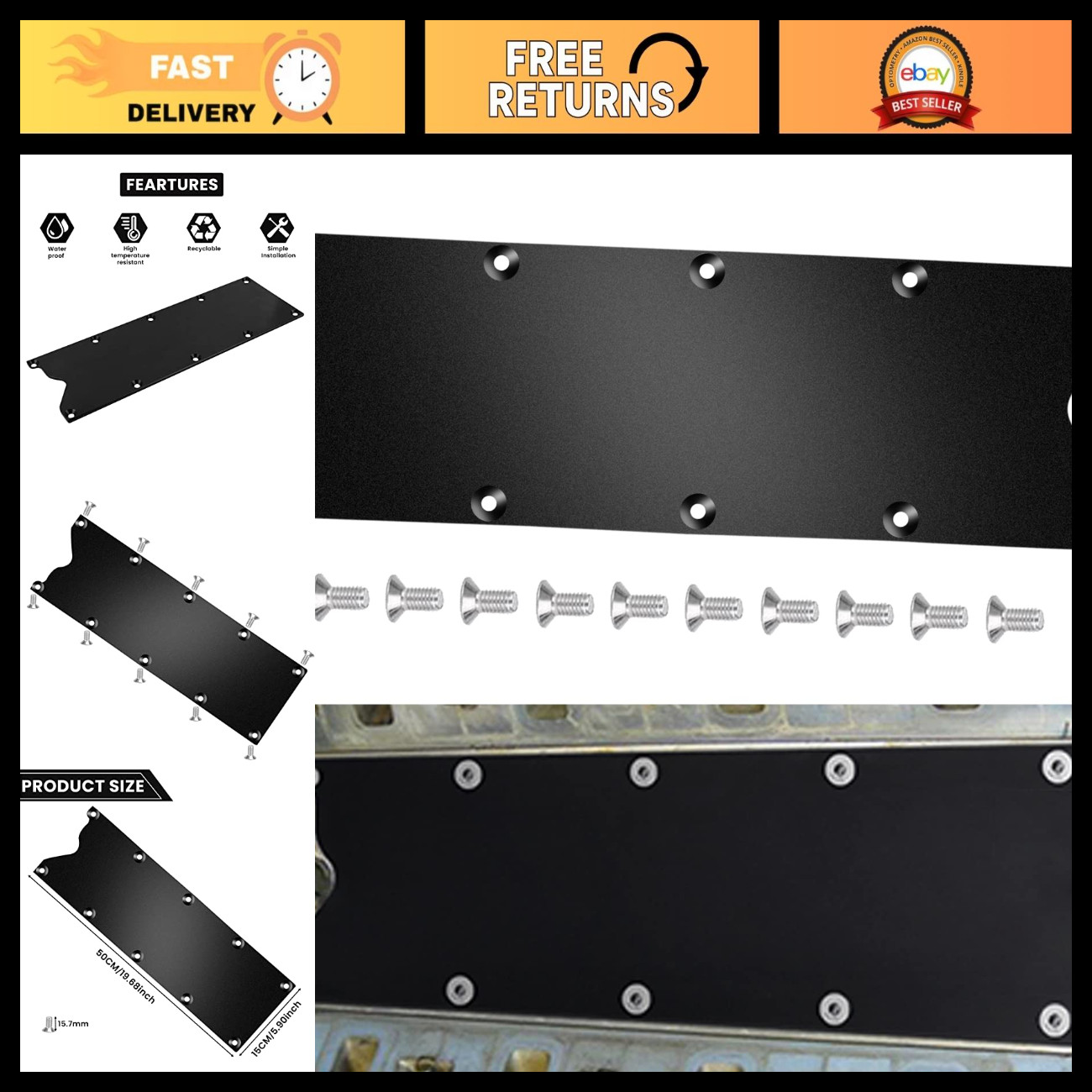 Low Profile Valley Pan Cover Plate for LS Gen 3 Knock Sensor - Custom Fit, Black Low Profile Valley Pan Cover Plate for LS Gen 3 Knock Sensor - Custom Fit, Black