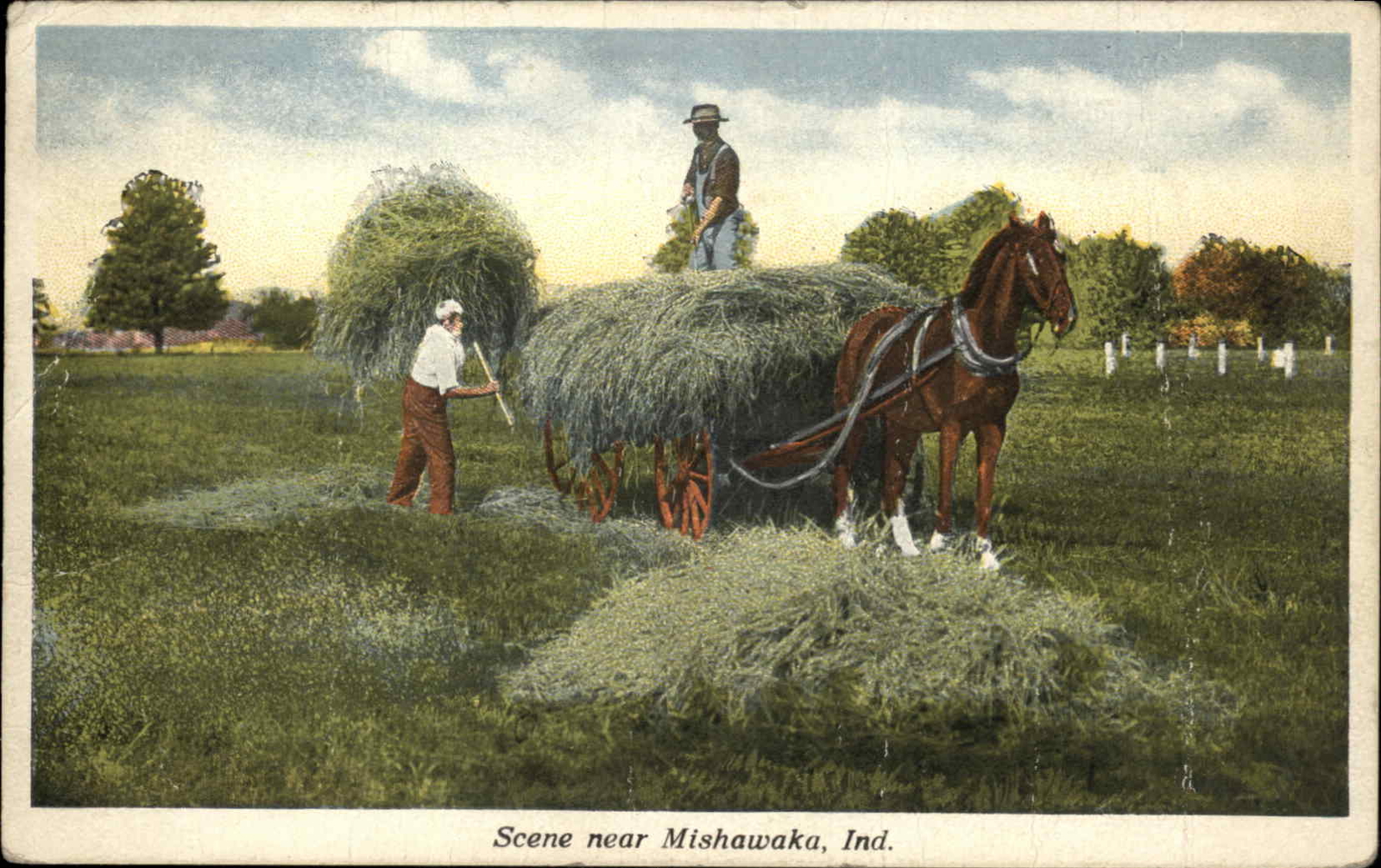 Mishawaka Indiana IN Haying Horse Farmer c1900s-20s Postcard Mishawaka Indiana IN Haying Horse Farmer c1900s-20s Postcard