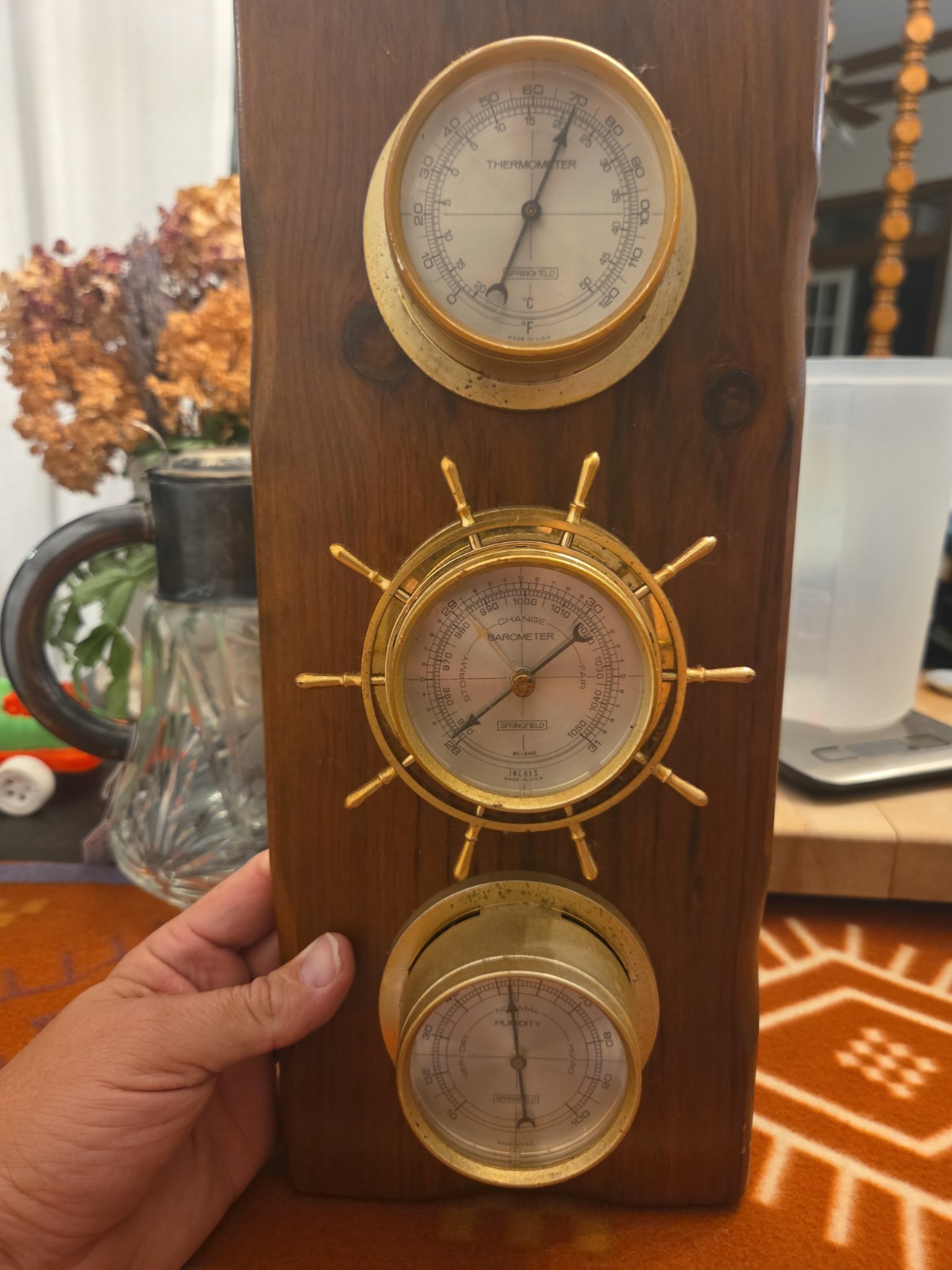 Vintage Springfield Weather Station Wall Plaque Barometer Thermometer Nautical Vintage Springfield Weather Station Wall Plaque Barometer Thermometer Nautical