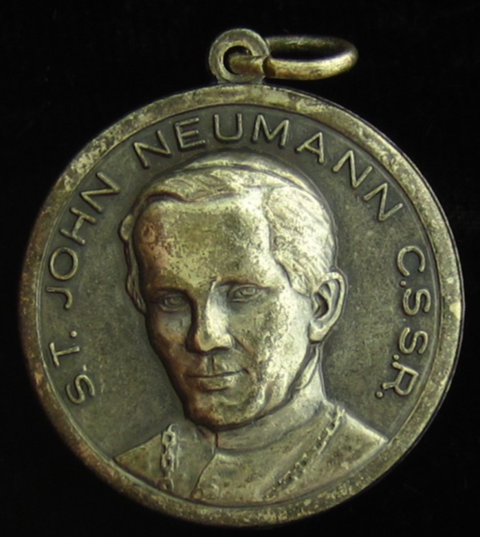 Vintage John Neumann Medal Jesus Mary Our Lady of Perpetual Help Angels Large