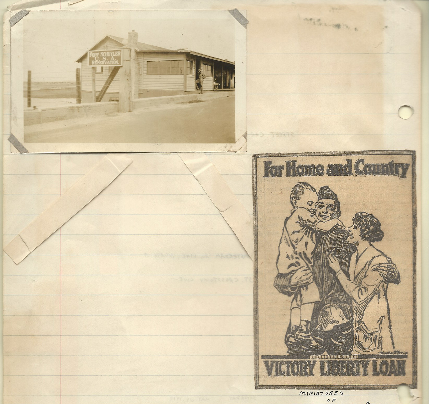 WORLD WAR I ORIGINAL PHOTO FORT SCHUYLER USA RESERVATION  & VICTORY LOAN AD