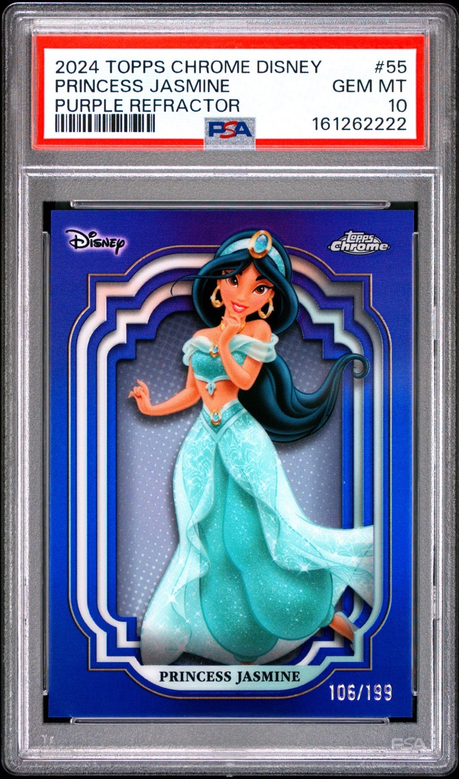2024 Disney Topps Chrome Jasmine #55 PSA 10 Purple /199 2024 Disney Topps Chrome Jasmine #55 PSA 10 Purple /199