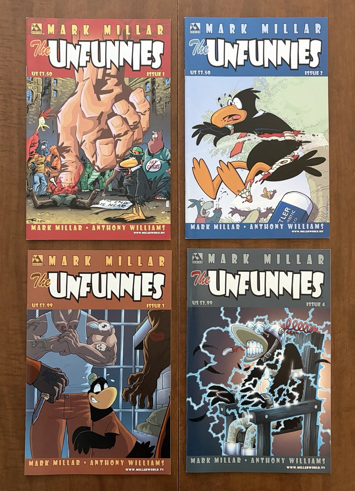 the Unfunnies #1-4 2004 Mark Millar Avatar Press Complete Set Lot