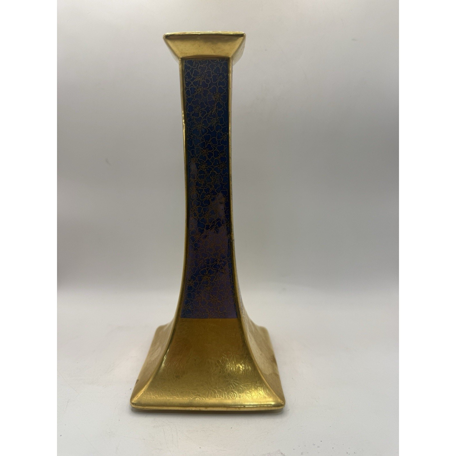 Antique Pickard Etched B&Co Limoges France 9” Gold Blue Candlestick Holder *