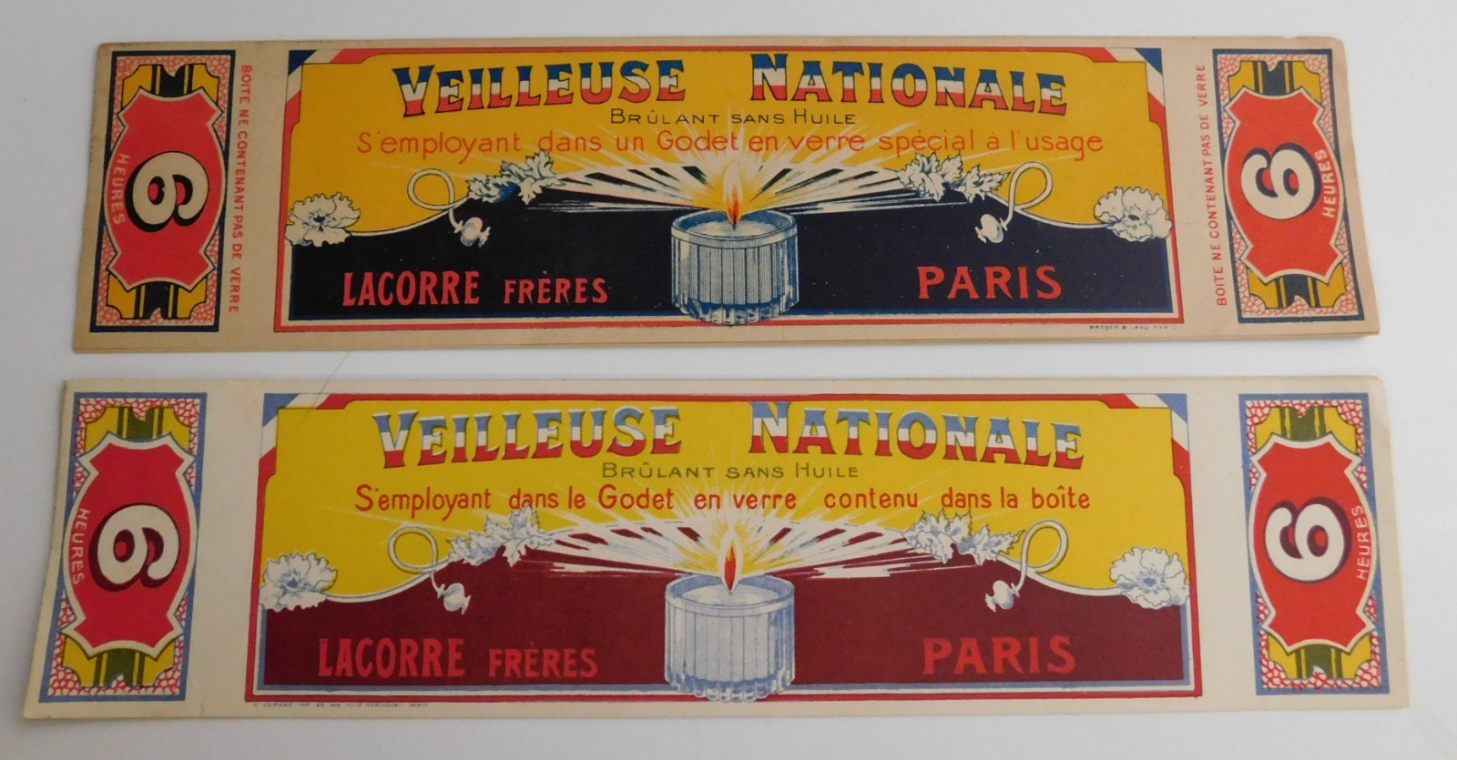 10 Very Nice Vintage French Candle Labels. 2 different circa 1920\'-1930\'s