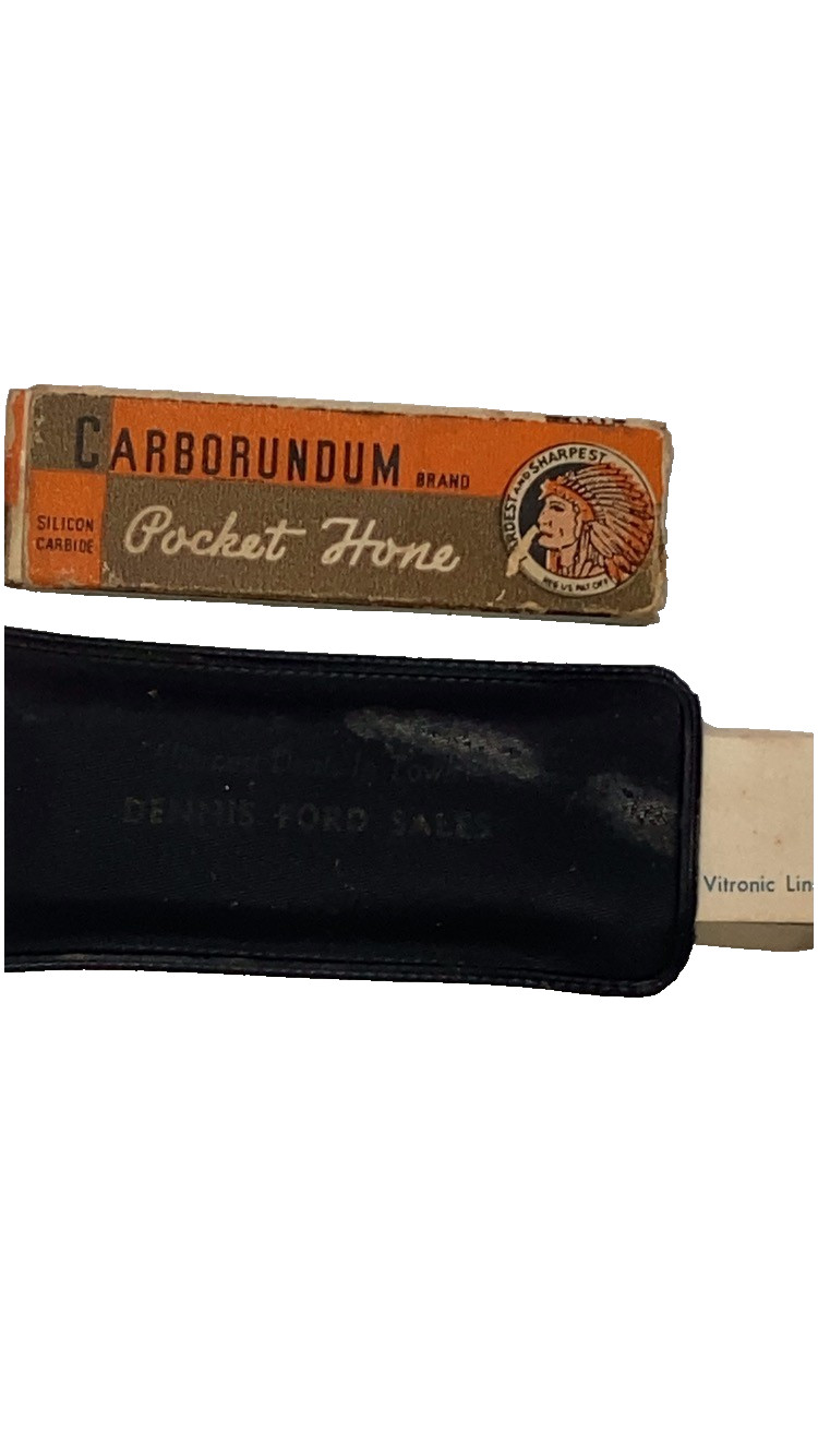 2 Vintage CARBORUNDUM POCKET HONEs No. 149  & Victronix Swiss Army Knife Stone