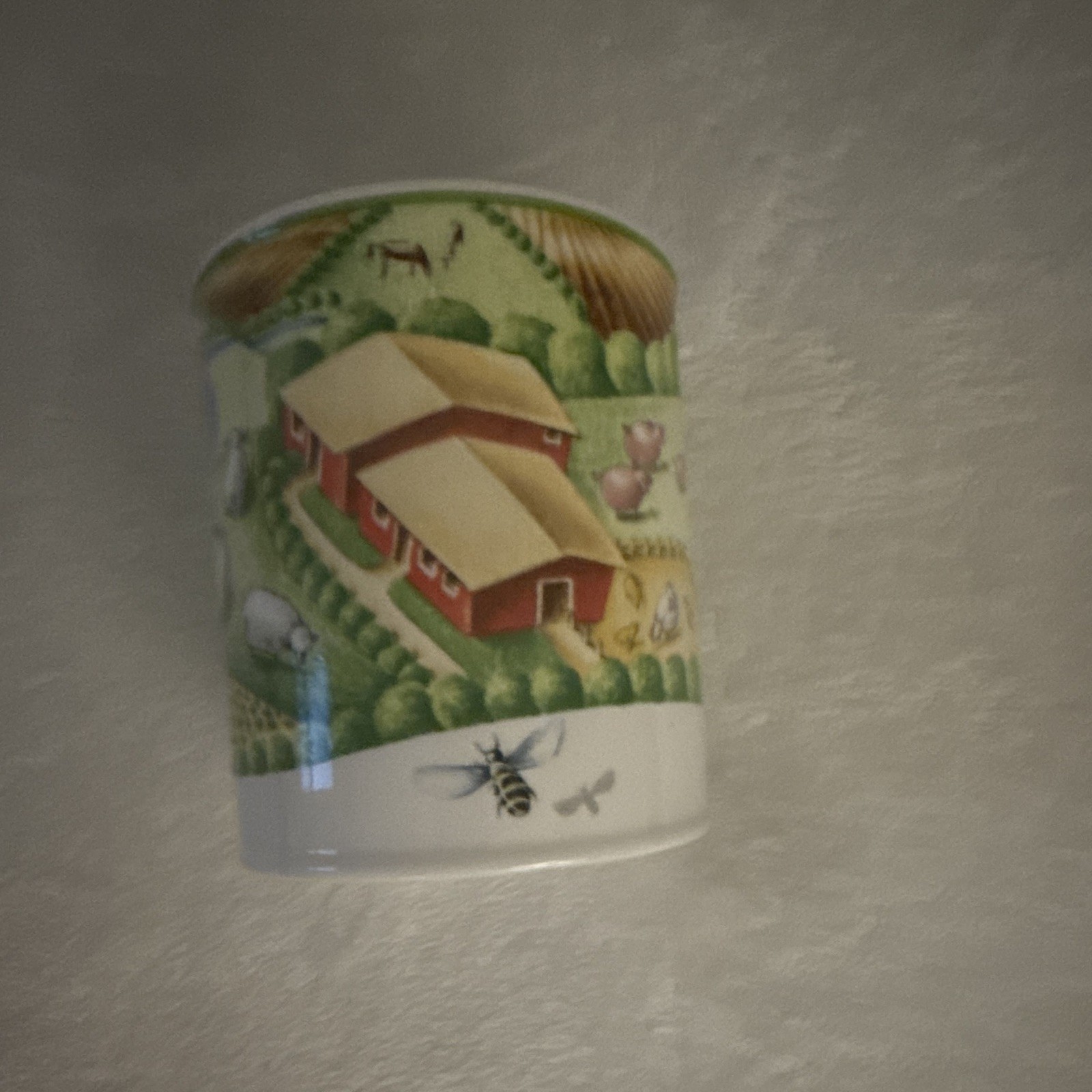 Tiffany &Co. Ceramic Farm Scene Piggy Bank Coin Bank Farmhouse Decor