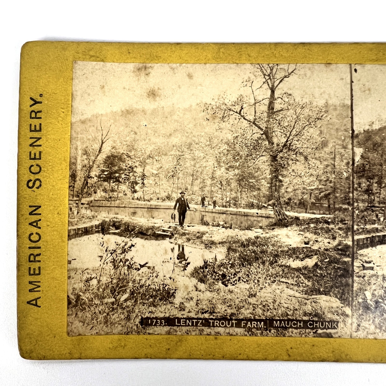 Lentz Trout Farm Mauch Chunk PA American Scenery Antique Stereoview Photo Card