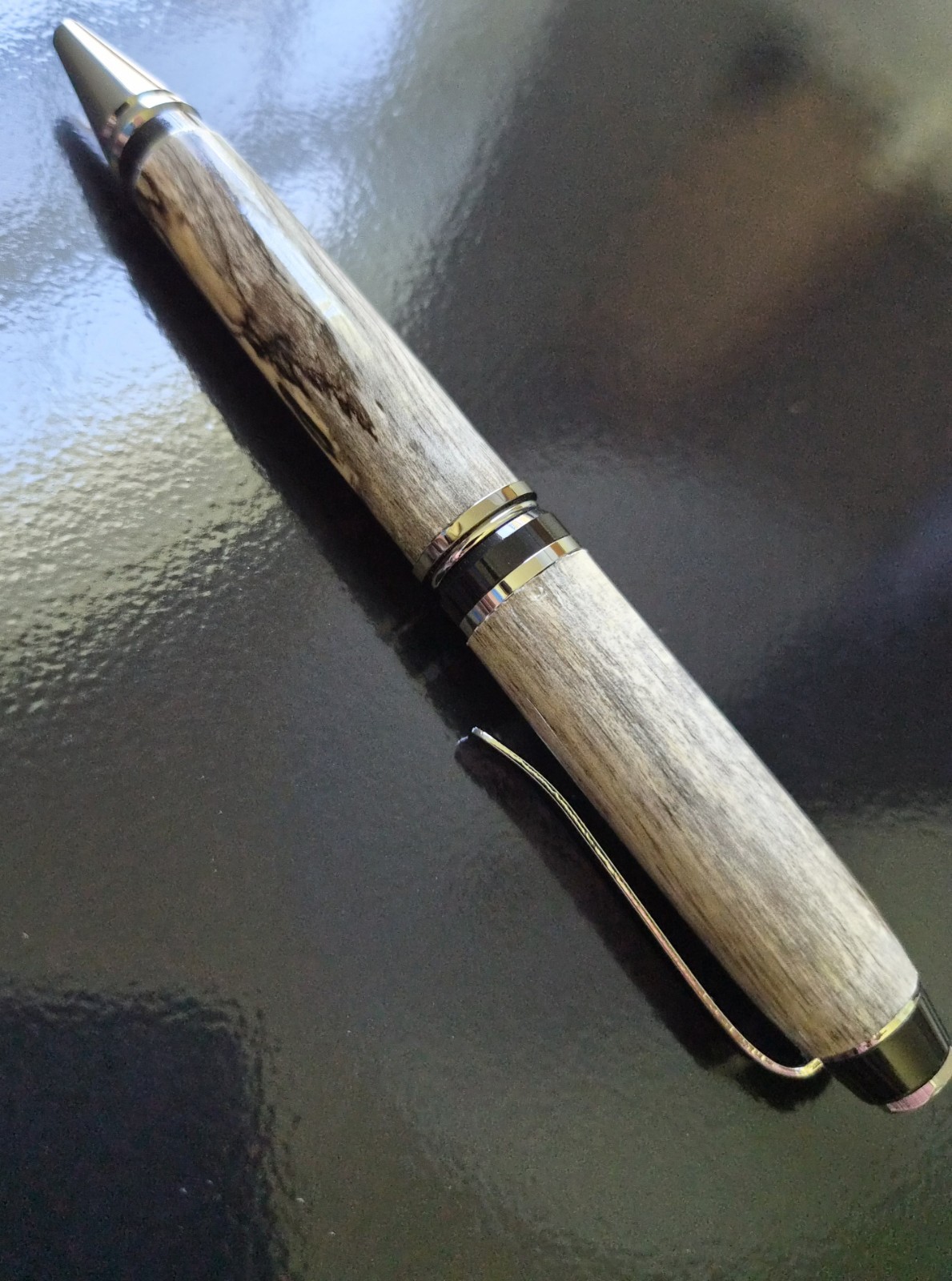 Handmade Natural Spalted Tamerind Cigar Pen With Unique Gray/Blue Tones/Chrome Handmade Natural Spalted Tamerind Cigar Pen With Unique Gray/Blue Tones/Chrome