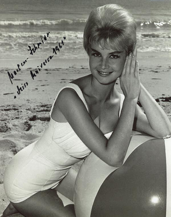 MARLENE SCHMIDT SIGNED AUTOGRAPHED 8x10 PHOTO MISS UNIVERSE \'61 RARE BECKETT BAS