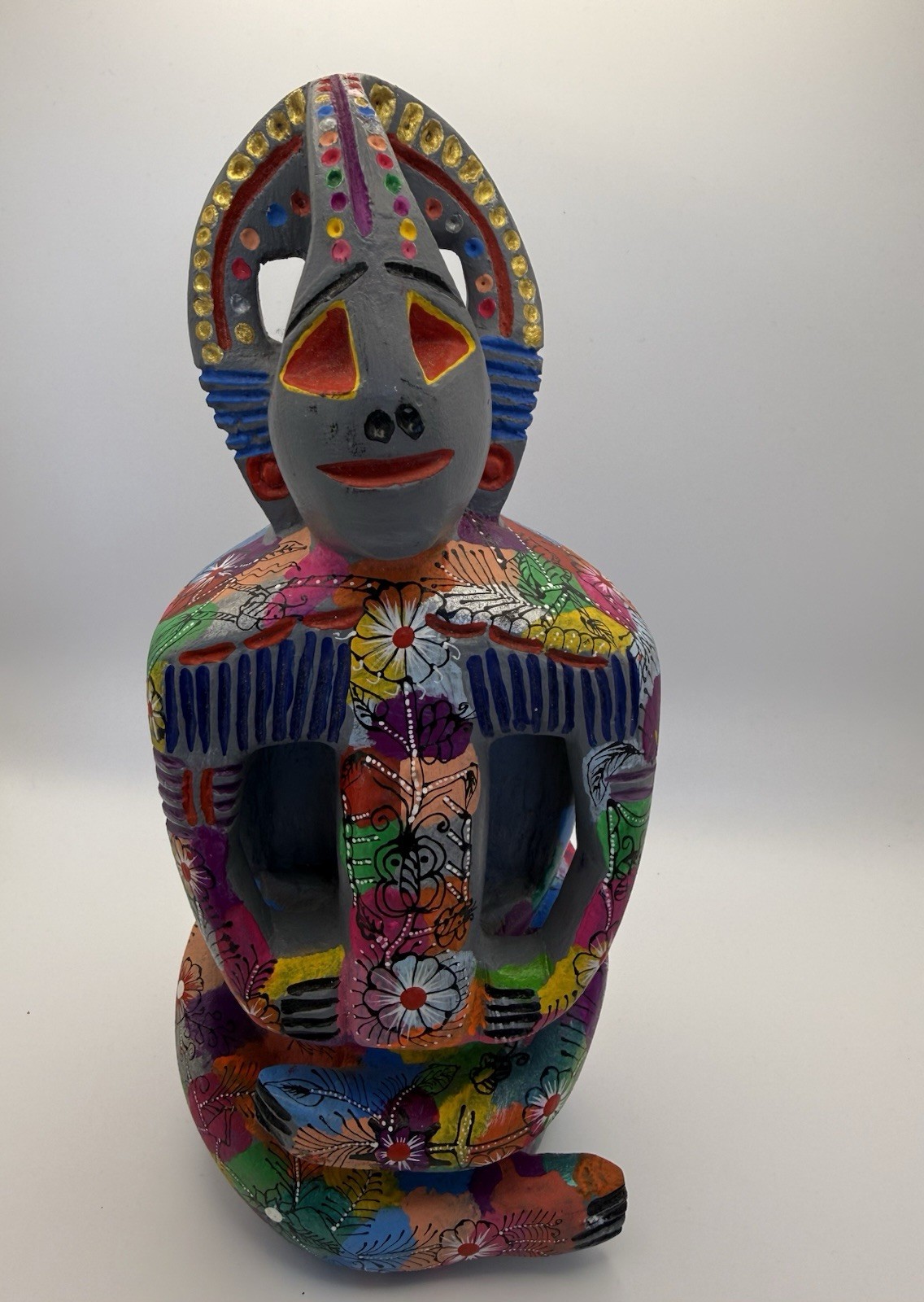 Oaxaca Vintage 1990\'s Mexican Folk Art Wood Carving Hand Painted Numbered
