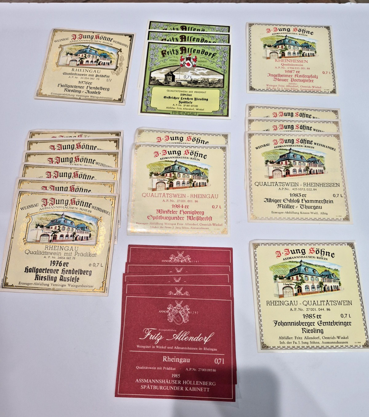 1970\'s & 1980\'s Lot of 22 German Wine Labels authentic   Vintage        sku 0212