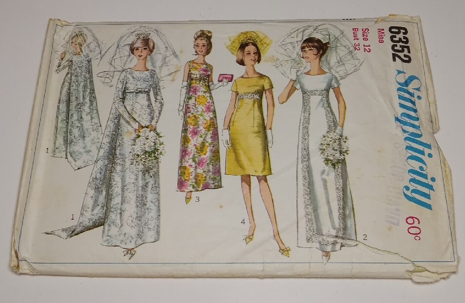 Simplicity\'s 1965 Wedding Dress Pattern #6352 Size 12-18