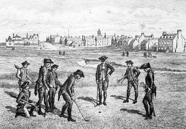 Royal and ancient golf players at St Andrews 1798 Historic Old Photo