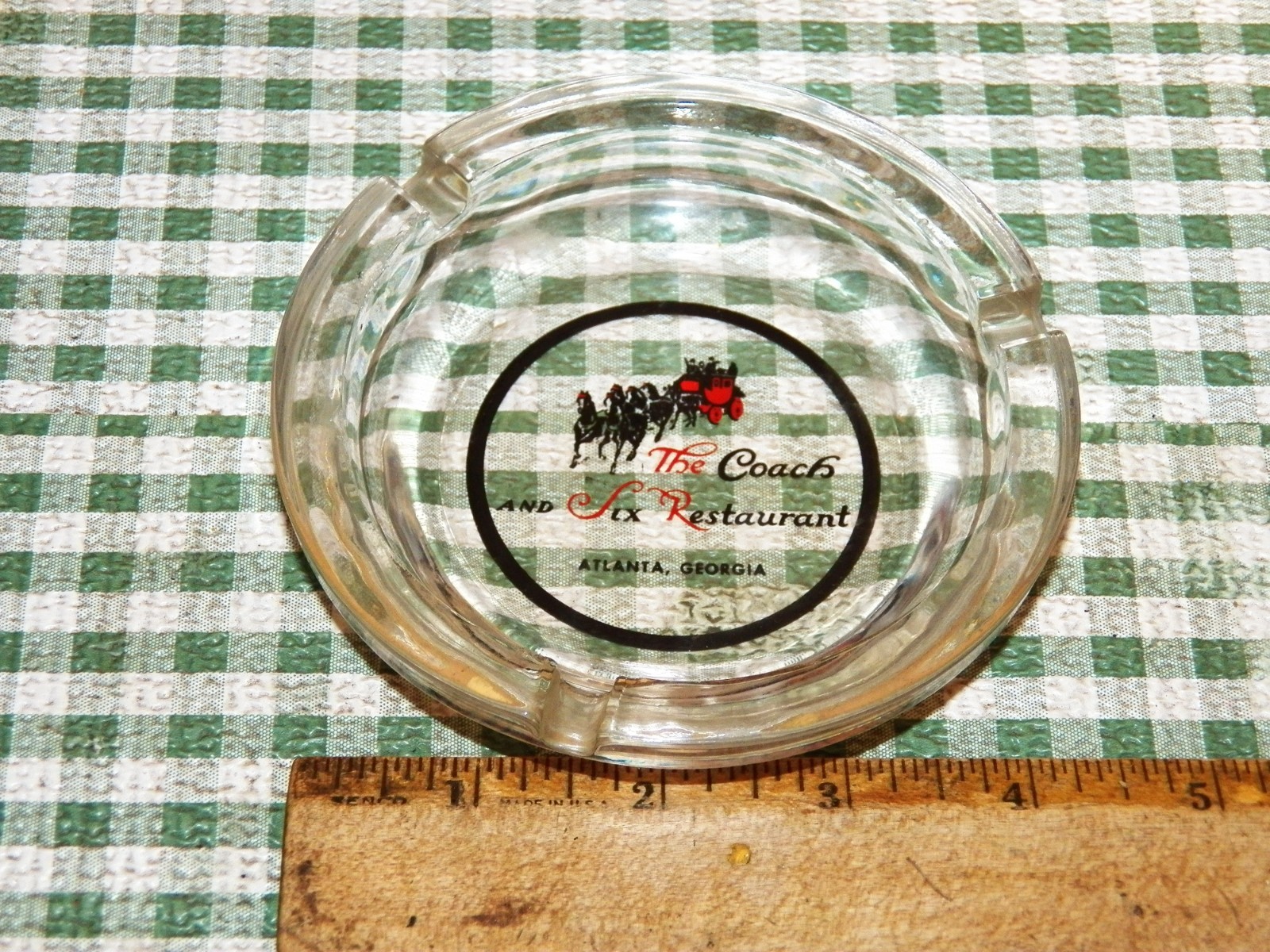 Vintage THE COACH and SIX RESTAURANT Glass Ashtray - Atlanta, Georgia